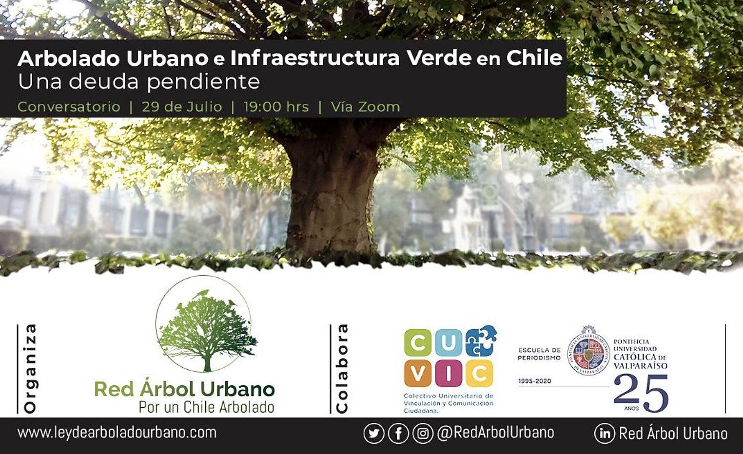 Red Árbol Urbano invita a participar de webinar “Arbolado Urbano e Infraestructura Verde en Chile: Una deuda pendiente”